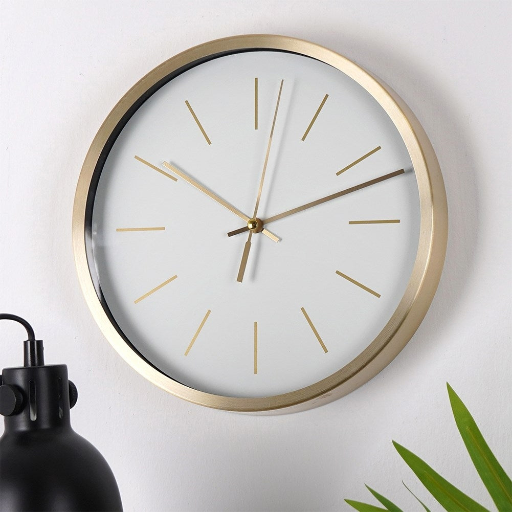 Classic wall clock 25 cm with white dial and gold frame