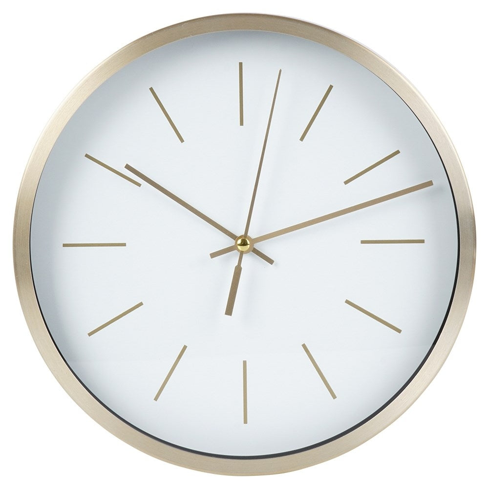 Classic wall clock 25 cm with white dial and gold frame