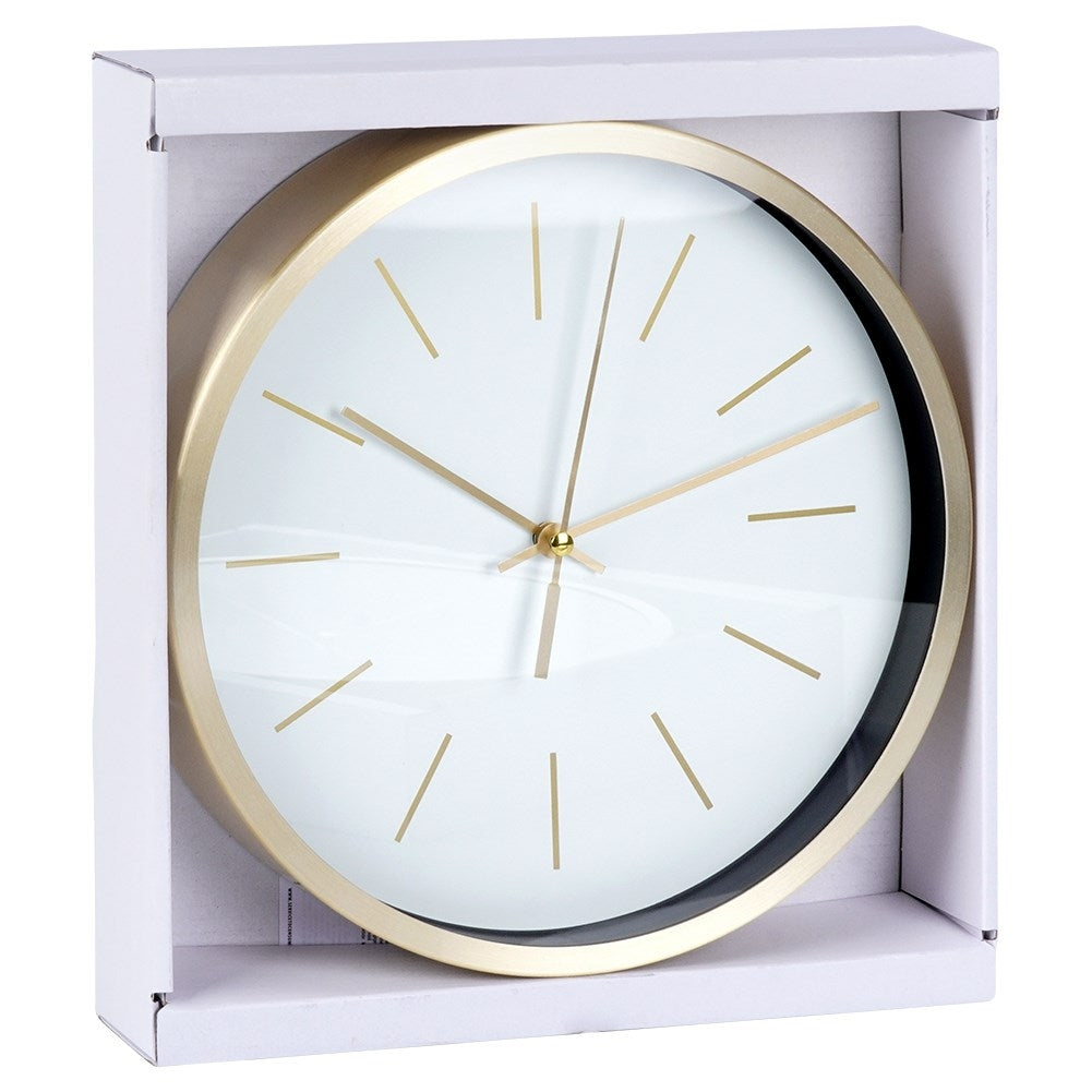 Classic wall clock 25 cm with white dial and gold frame