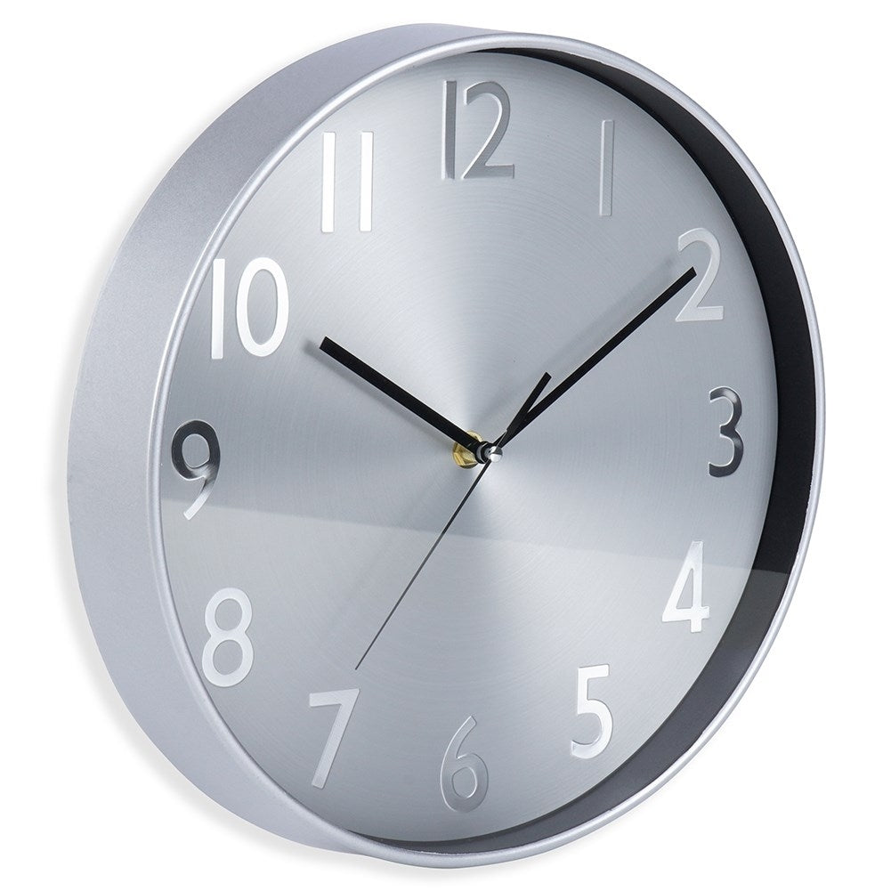 Classic wall clock 30 cm: Silver colored frame and numbers