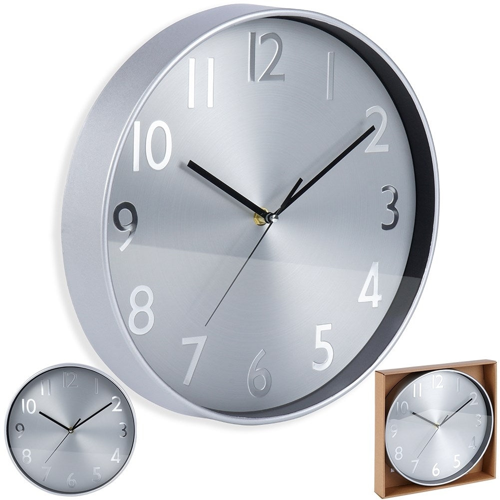 Classic wall clock 30 cm: Silver colored frame and numbers
