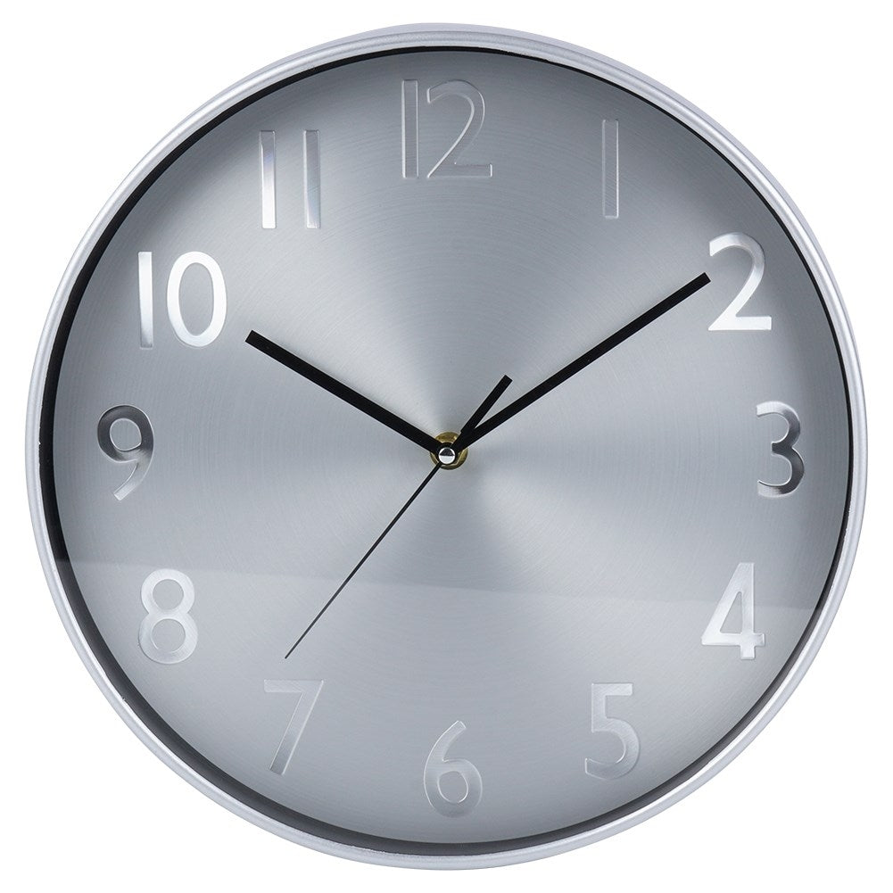 Classic wall clock 30 cm: Silver colored frame and numbers