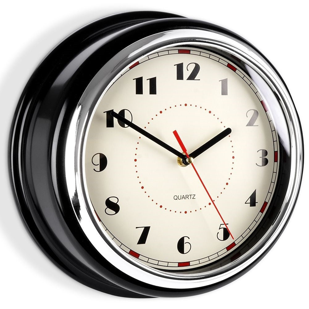 Classic wall clock 30cm with clear numbers and black frame