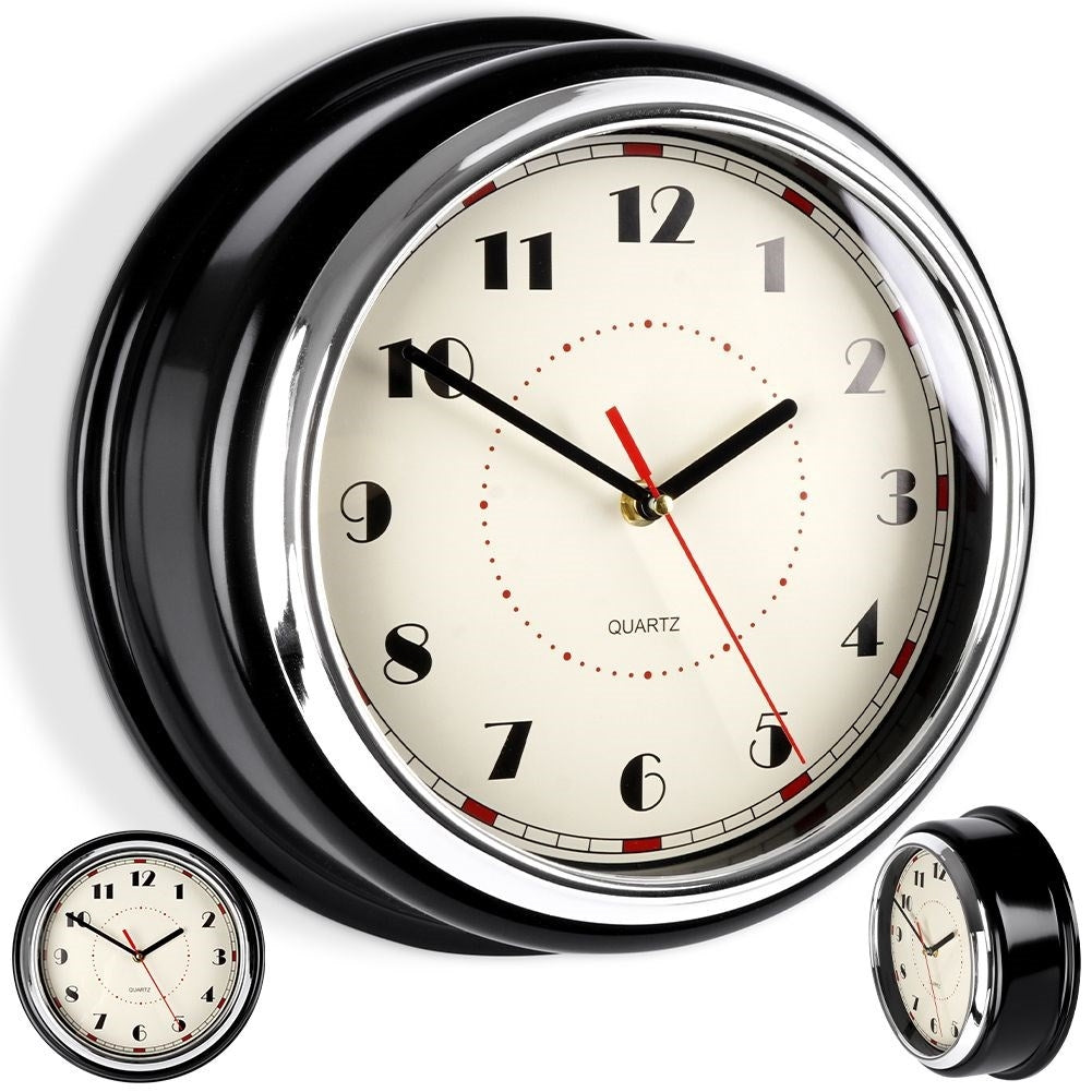 Classic wall clock 30cm with clear numbers and black frame