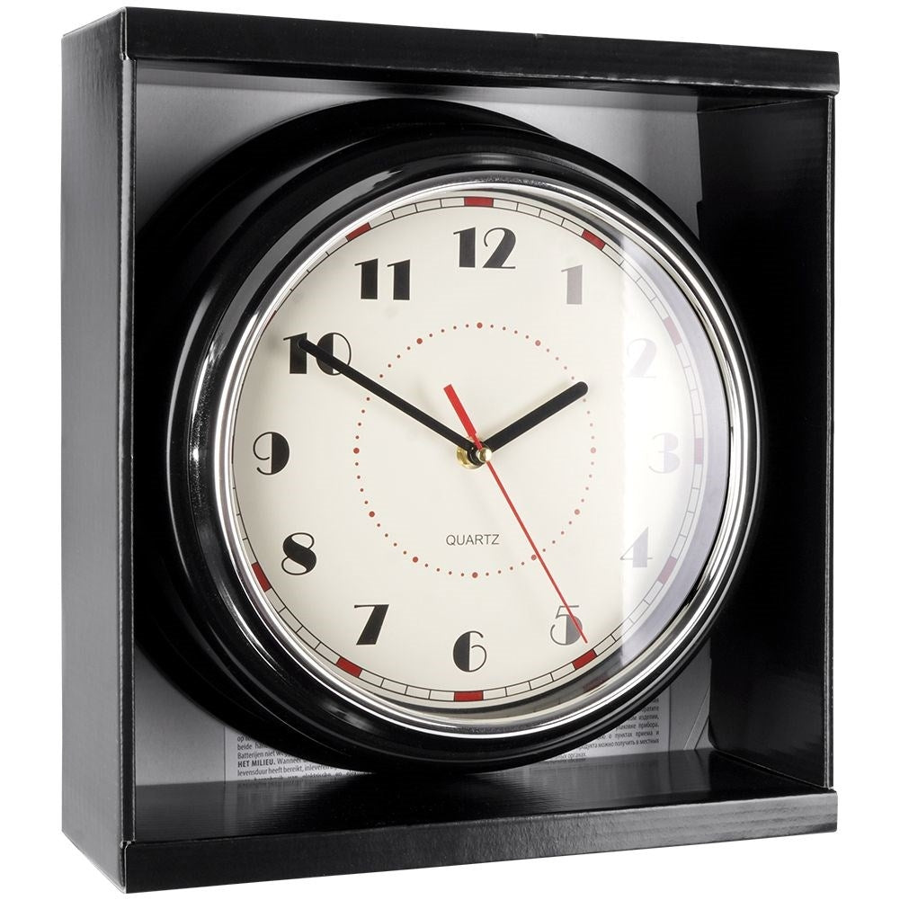 Classic wall clock 30cm with clear numbers and black frame