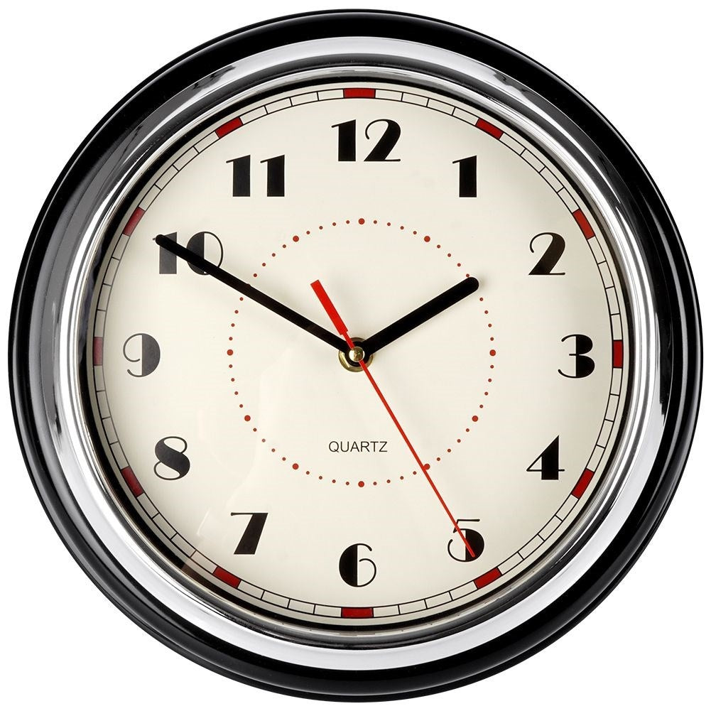 Classic wall clock 30cm with clear numbers and black frame