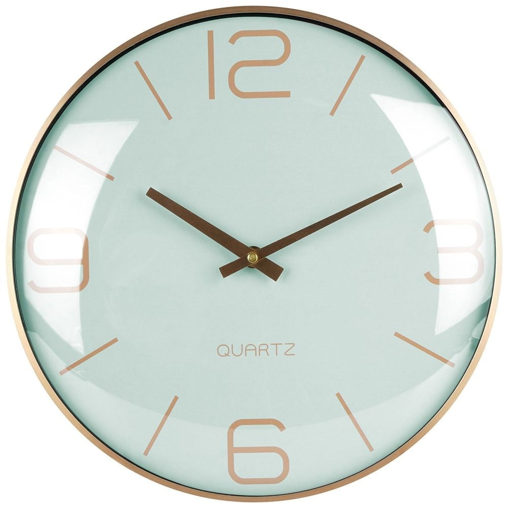 Classic wall clock 30 cm with gold hands and mint dial