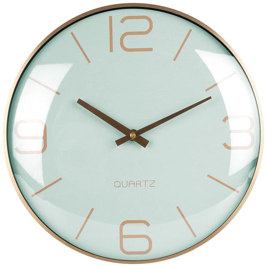 Classic wall clock 30 cm with gold hands and mint dial