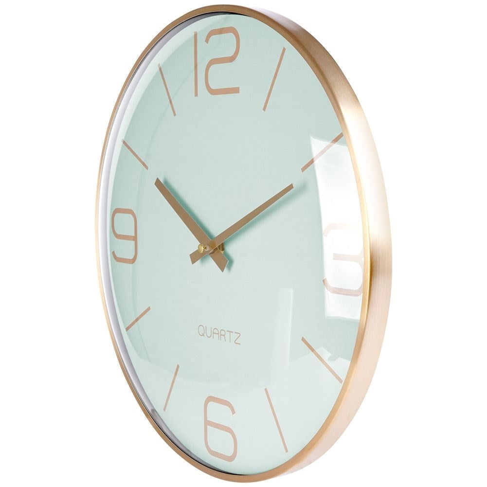 Classic wall clock 30 cm with gold hands and mint dial
