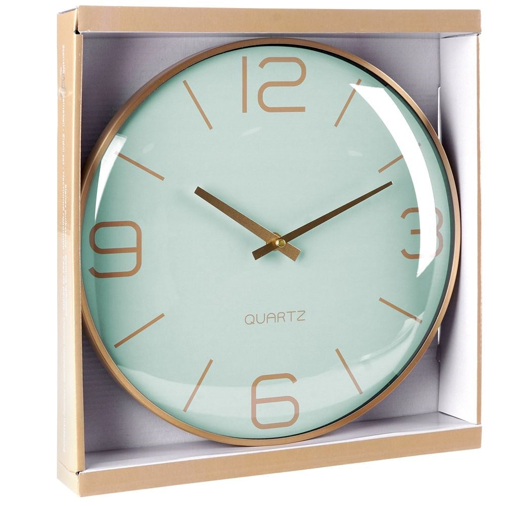 Classic wall clock 30 cm with gold hands and mint dial