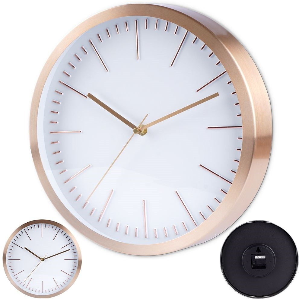 Classic wall clock 30 cm with white dial and gold frame