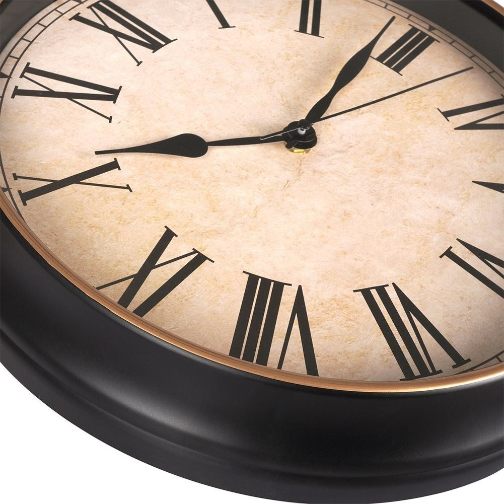 Classic wall clock 33 cm, beige glass panel, Roman numerals