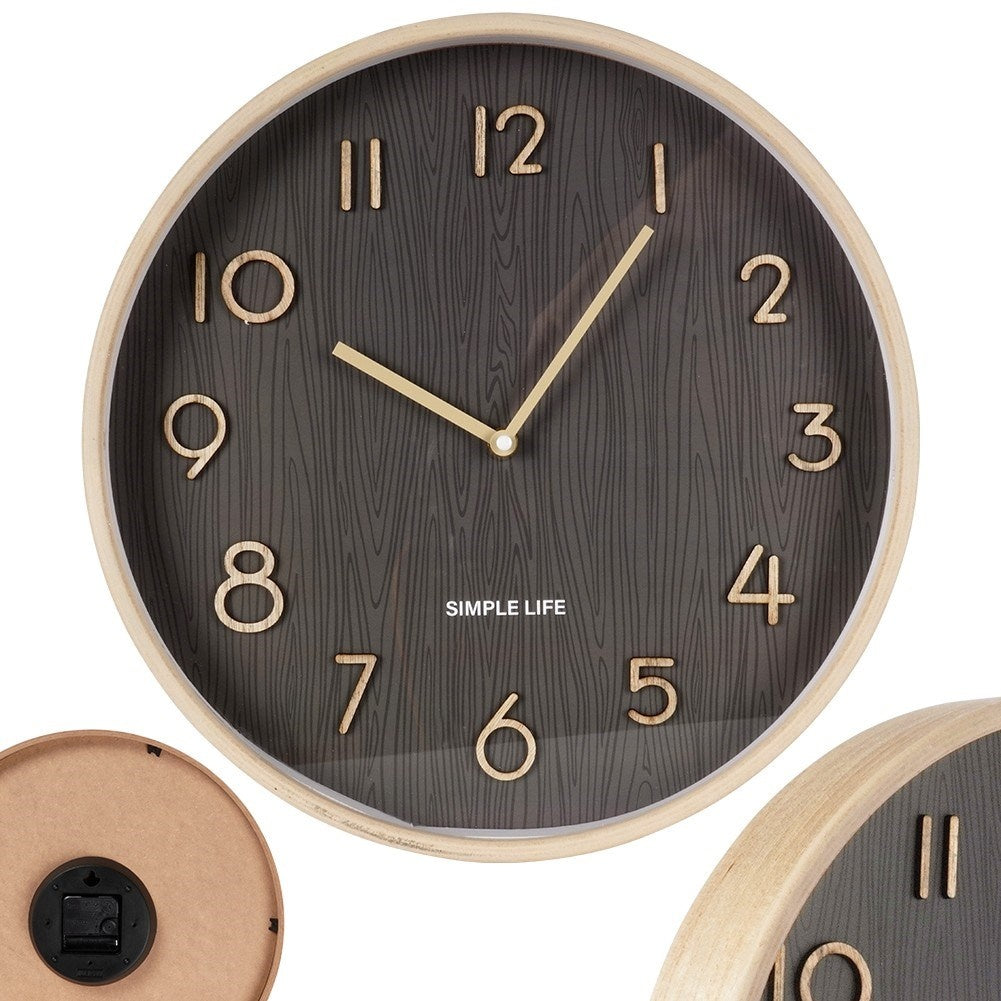 Classic wall clock 38 cm with wooden design