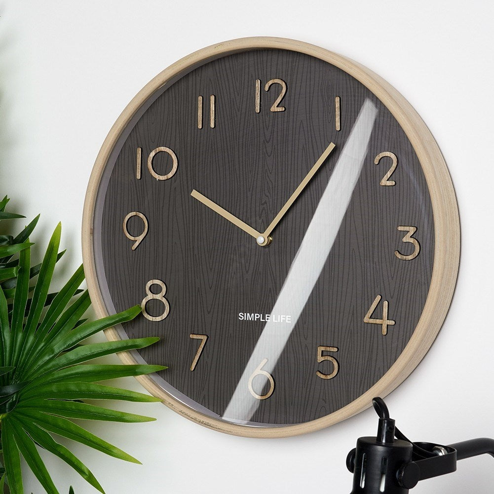 Classic wall clock 38 cm with wooden design