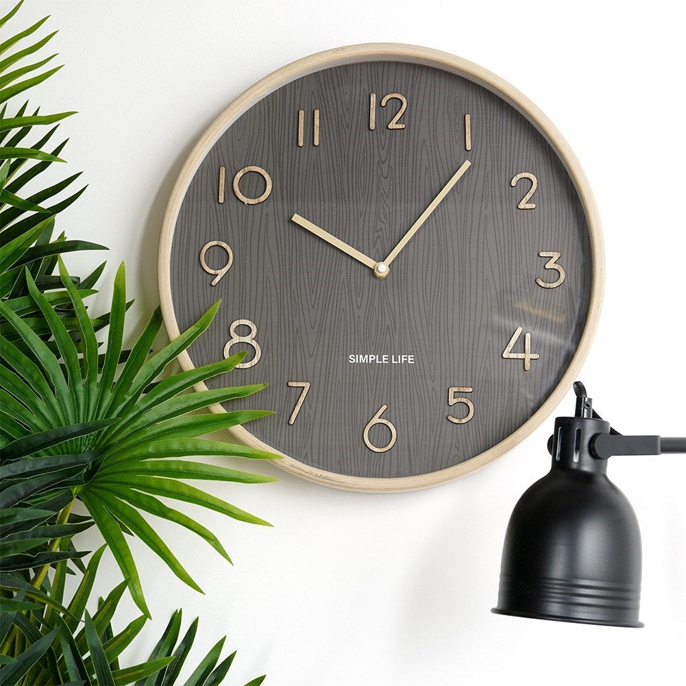 Classic wall clock 38 cm with wooden design