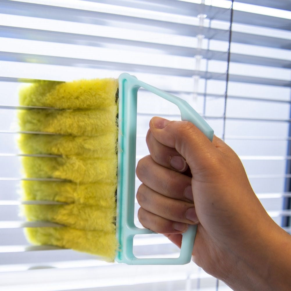 Cleaning brush for blinds with microfiber brush