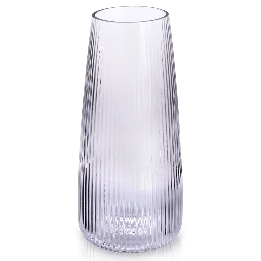 Clear fluted glass vase for flowers and decorations