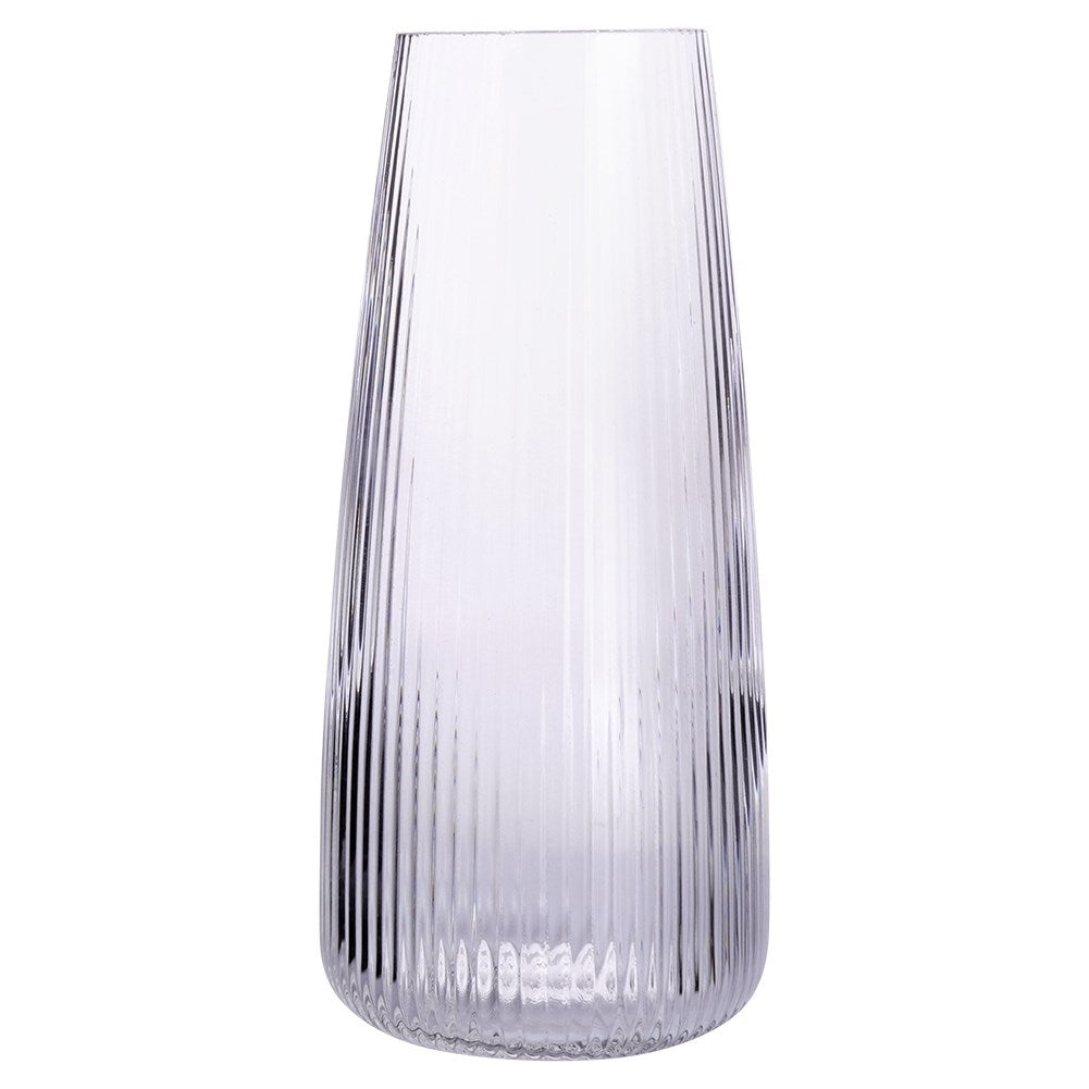 Clear fluted glass vase for flowers and decorations