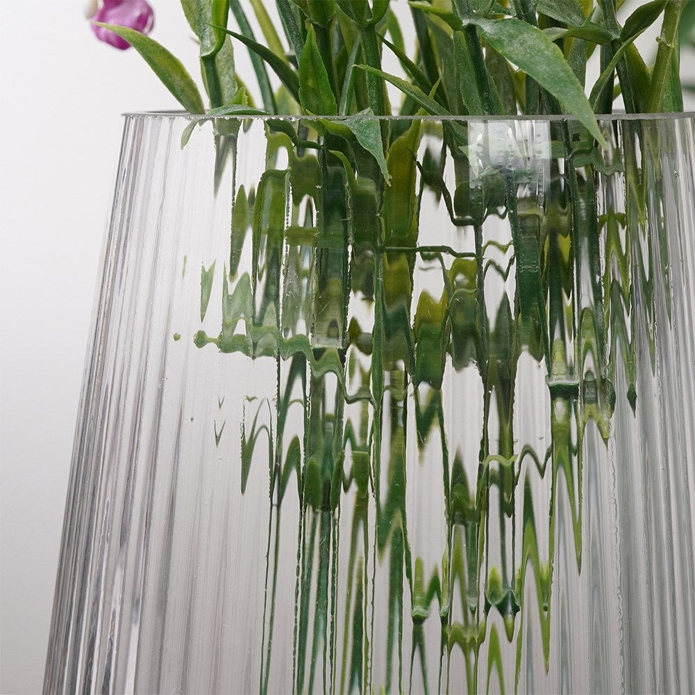 Clear fluted glass vase for flowers and decorations
