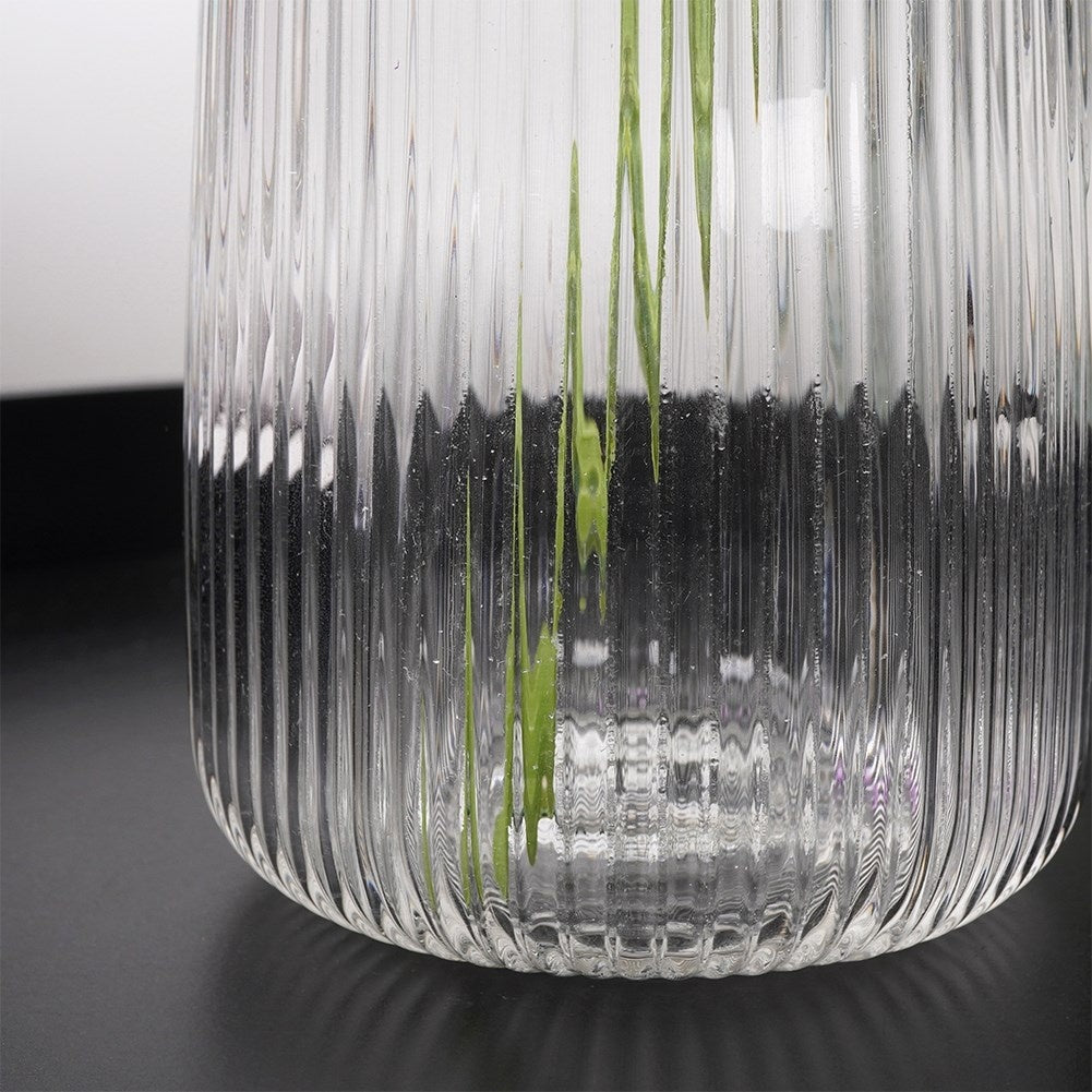 Clear fluted glass vase for flowers and decorations
