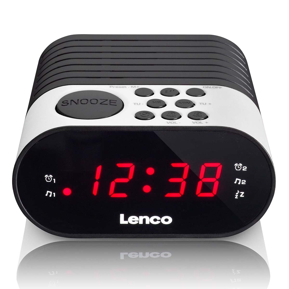 Clock Radio with Dual Alarm and Battery Backup, White