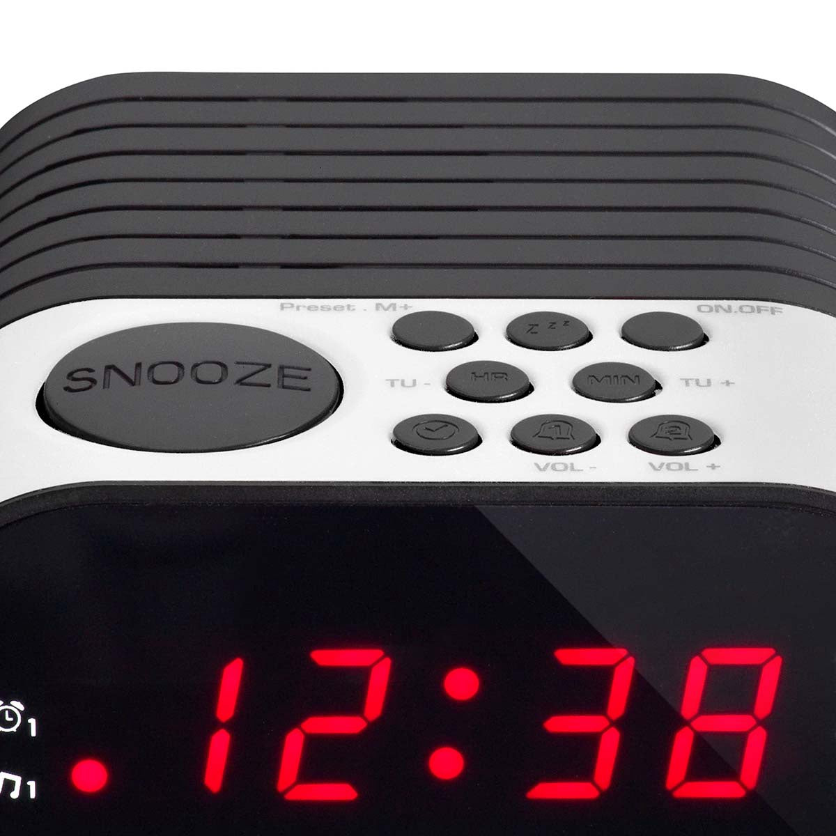 Clock Radio with Dual Alarm and Battery Backup, White