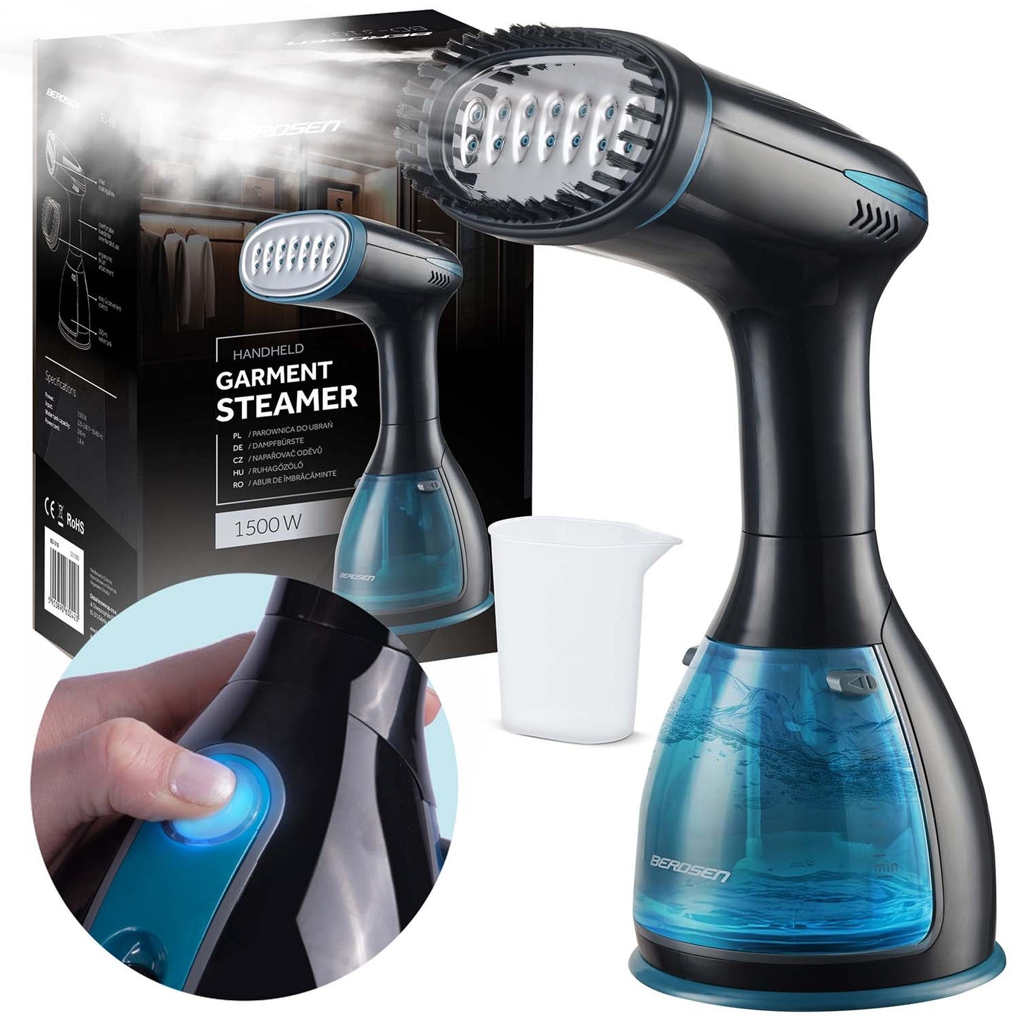 Clothes Steamer 1500W – Handheld Fabric Wrinkle Remover