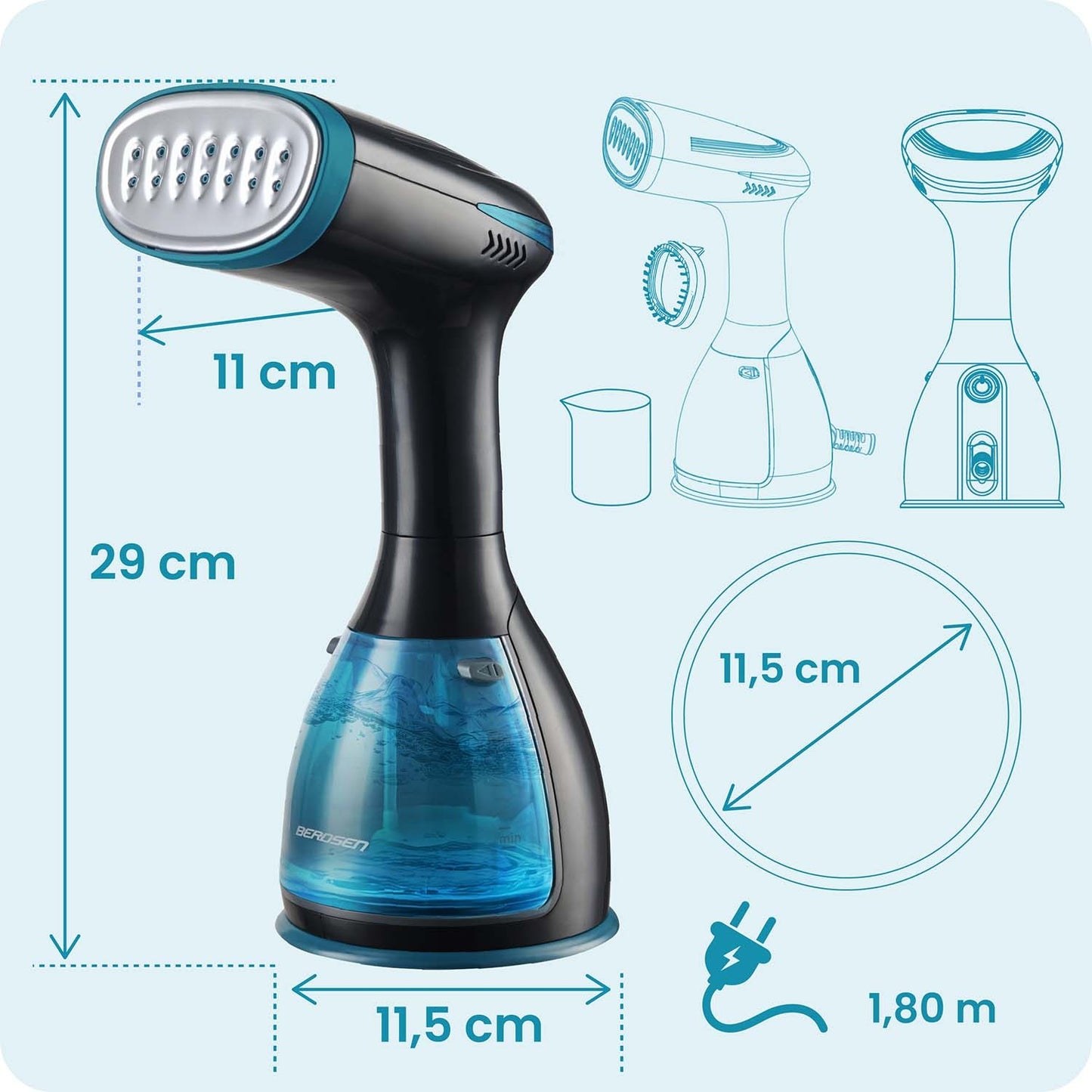 Clothes Steamer 1500W – Handheld Fabric Wrinkle Remover