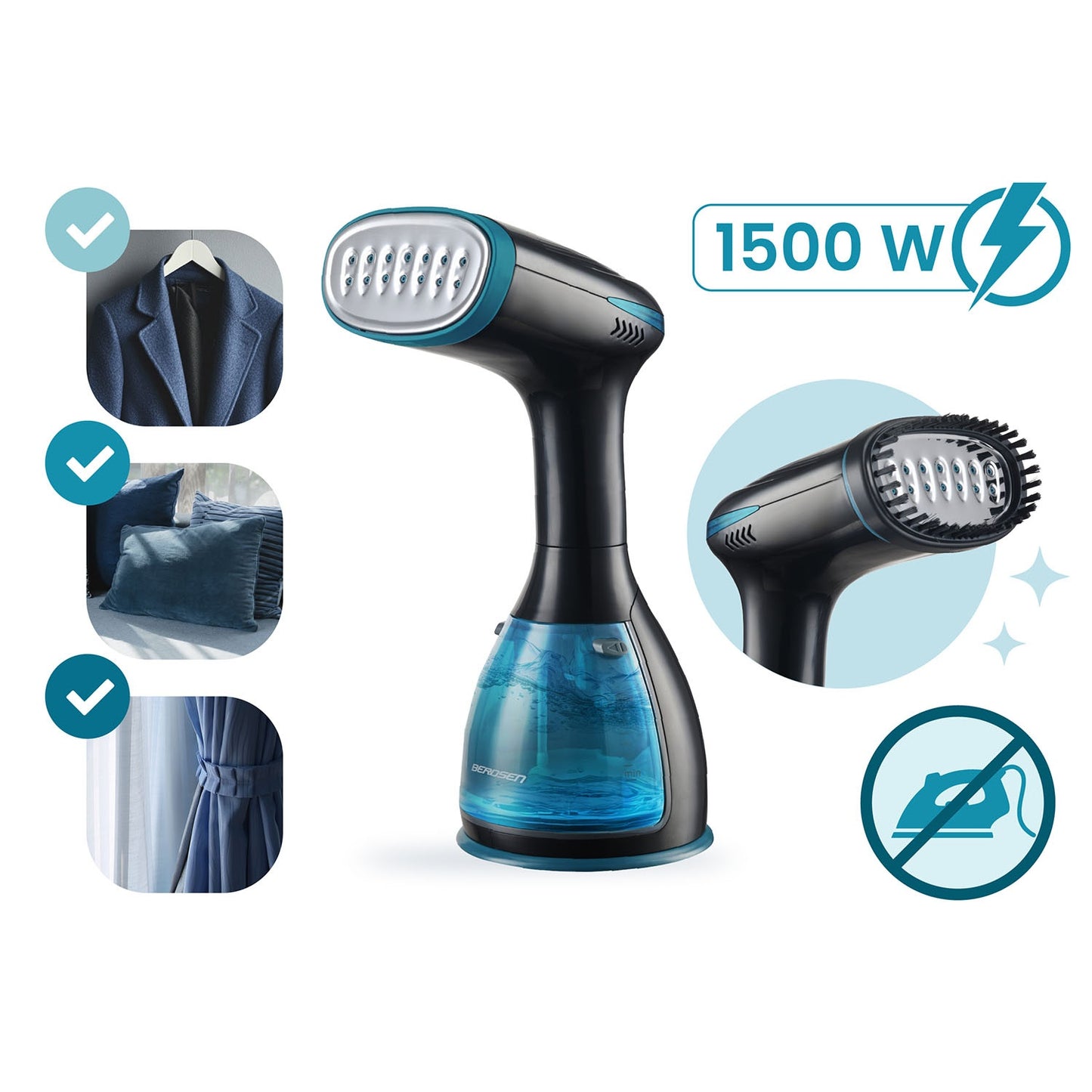 Clothes Steamer 1500W – Handheld Fabric Wrinkle Remover