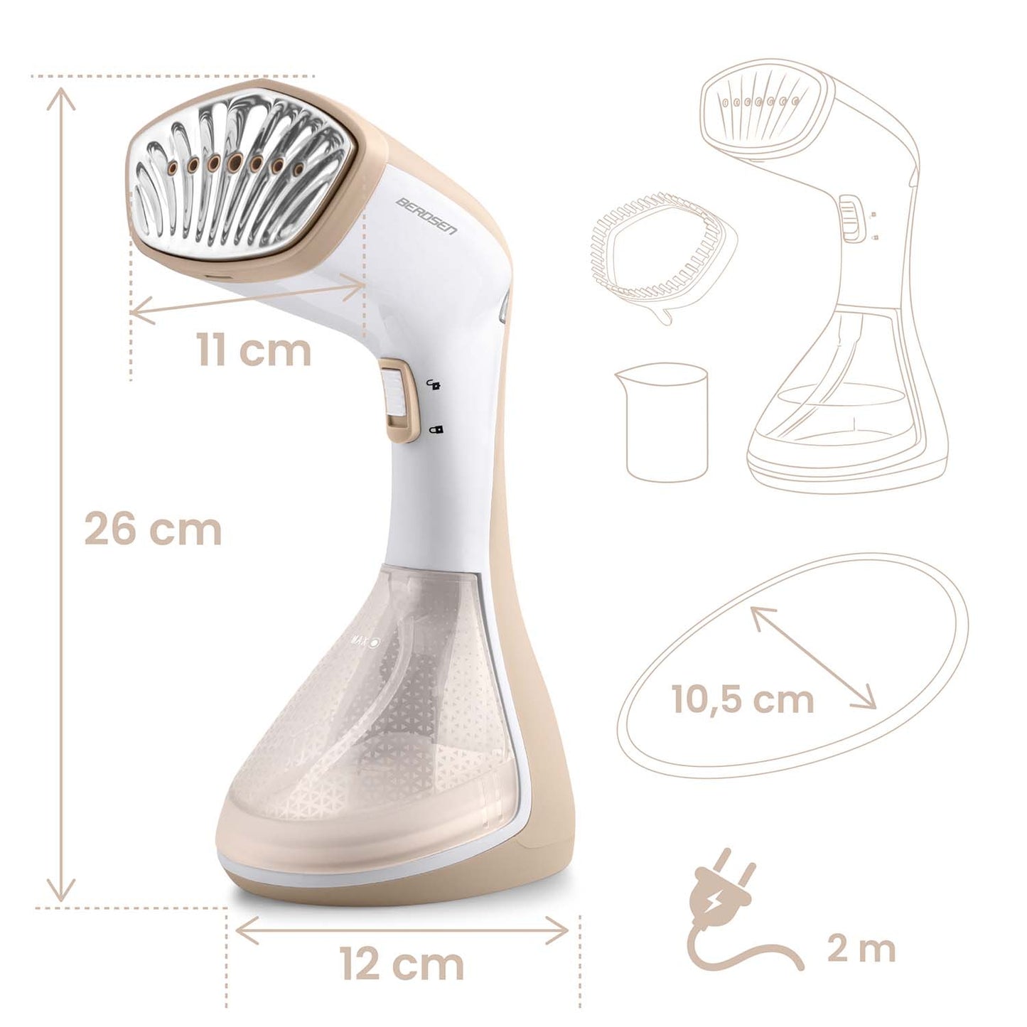 Clothes Steamer 1600W, 230ml Tank, 26g/min Steam Output