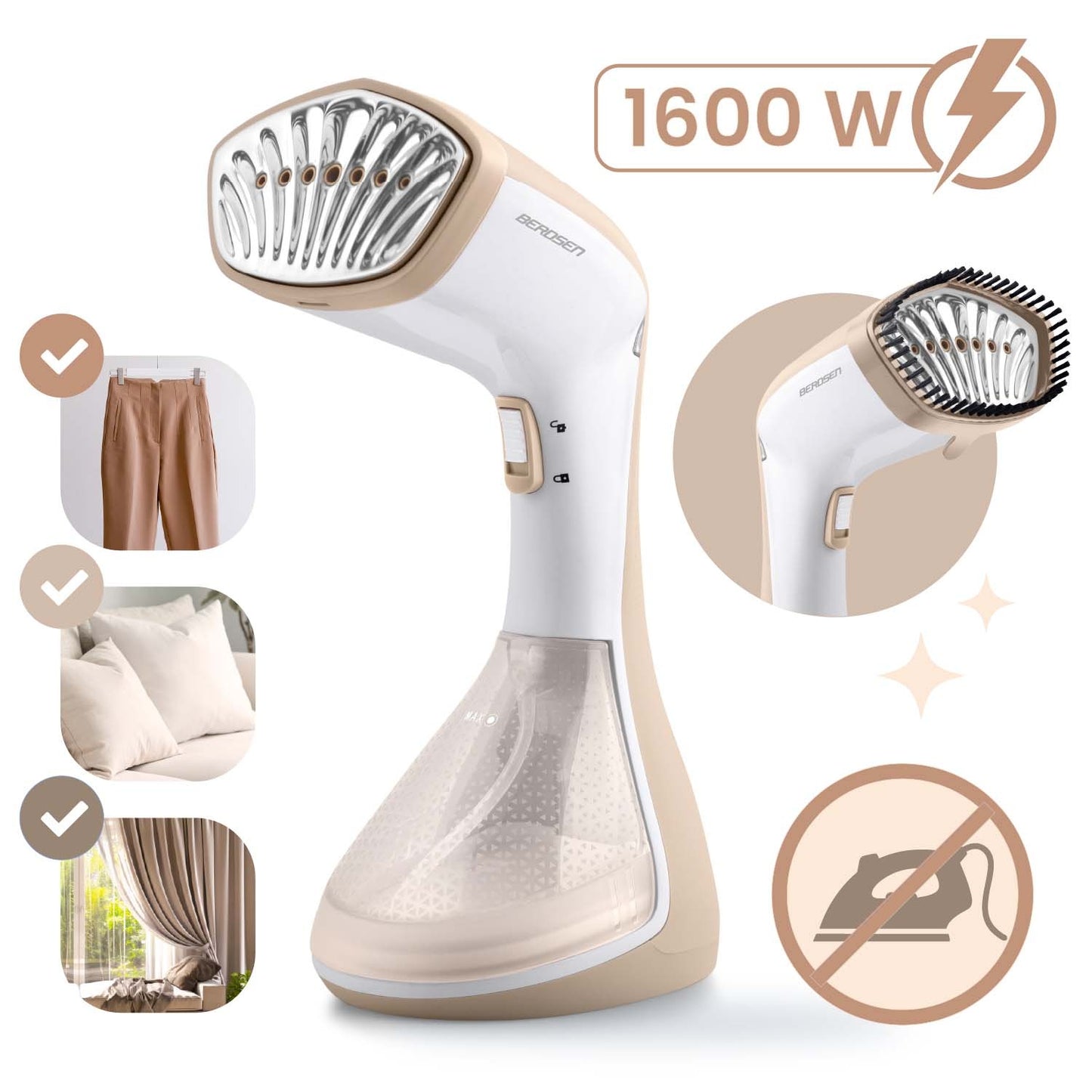 Clothes Steamer 1600W, 230ml Tank, 26g/min Steam Output