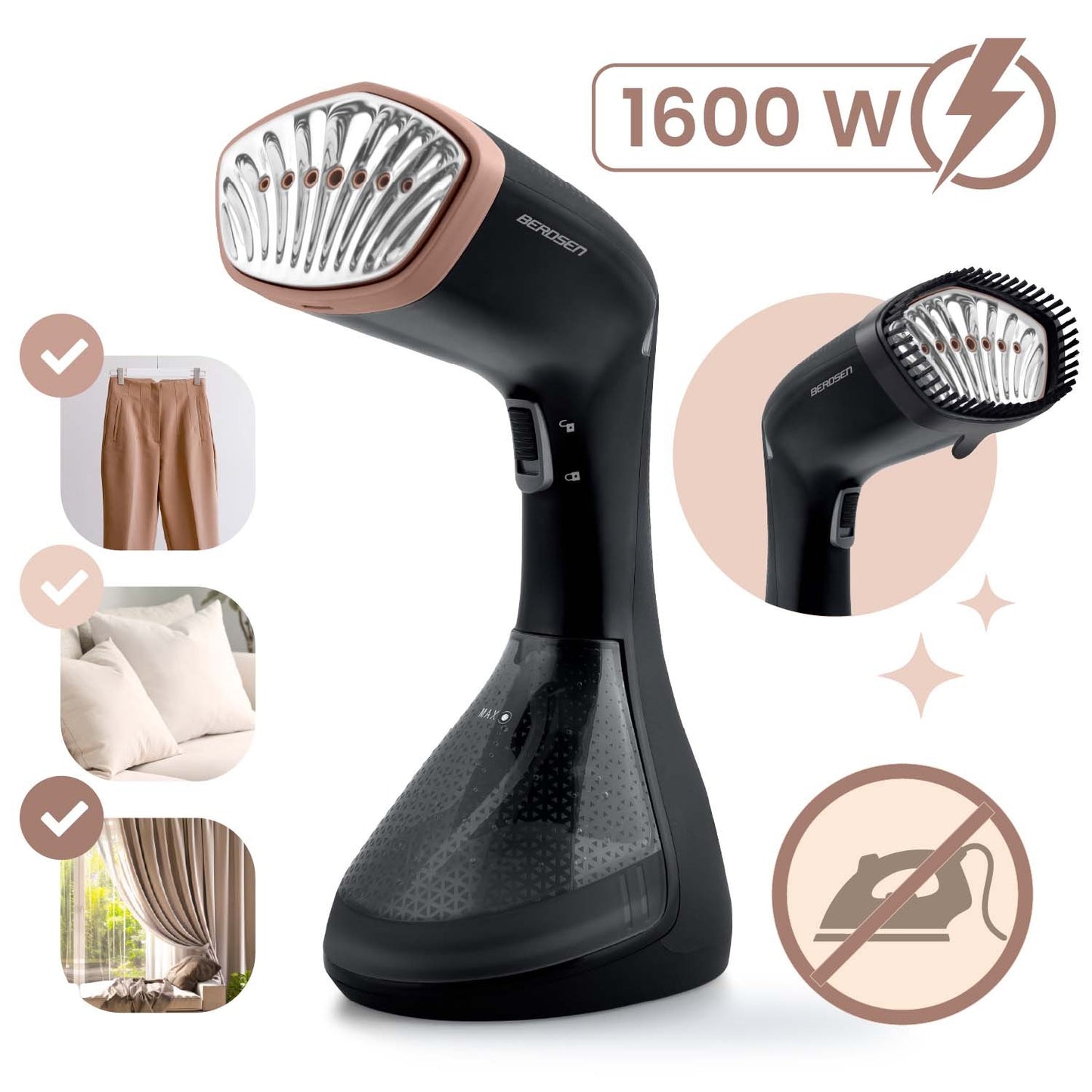 Clothes Steamer 1600W, 230ml Water Tank