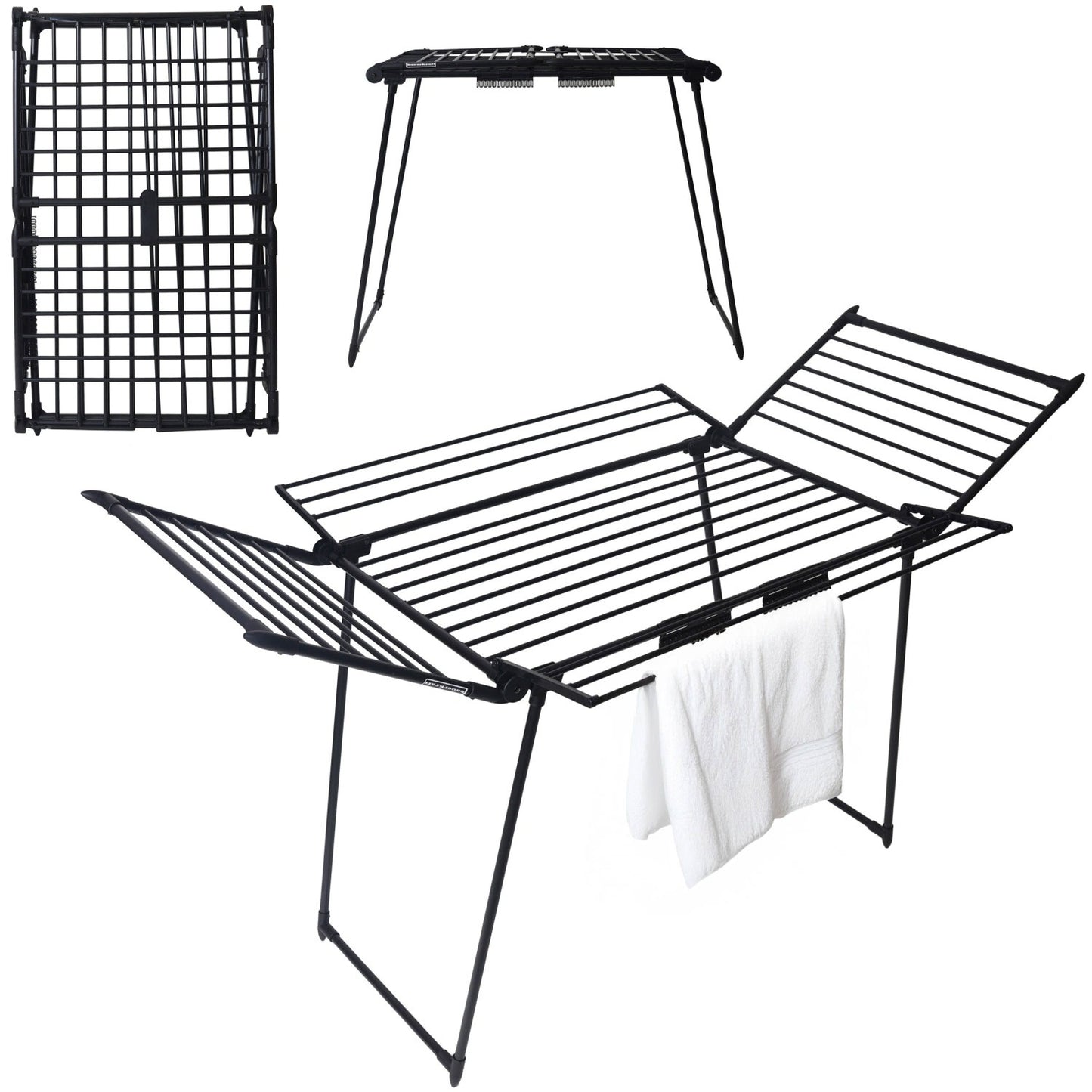 Clothes drying rack, standing, balcony, 25 meters, black