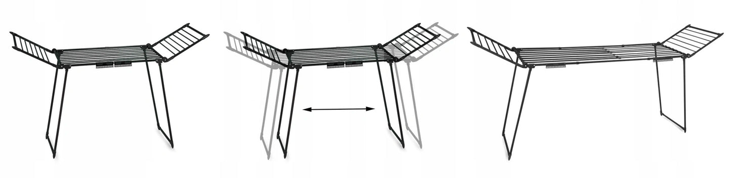 Clothes drying rack, standing, extendable, for balcony, 27 meters, black