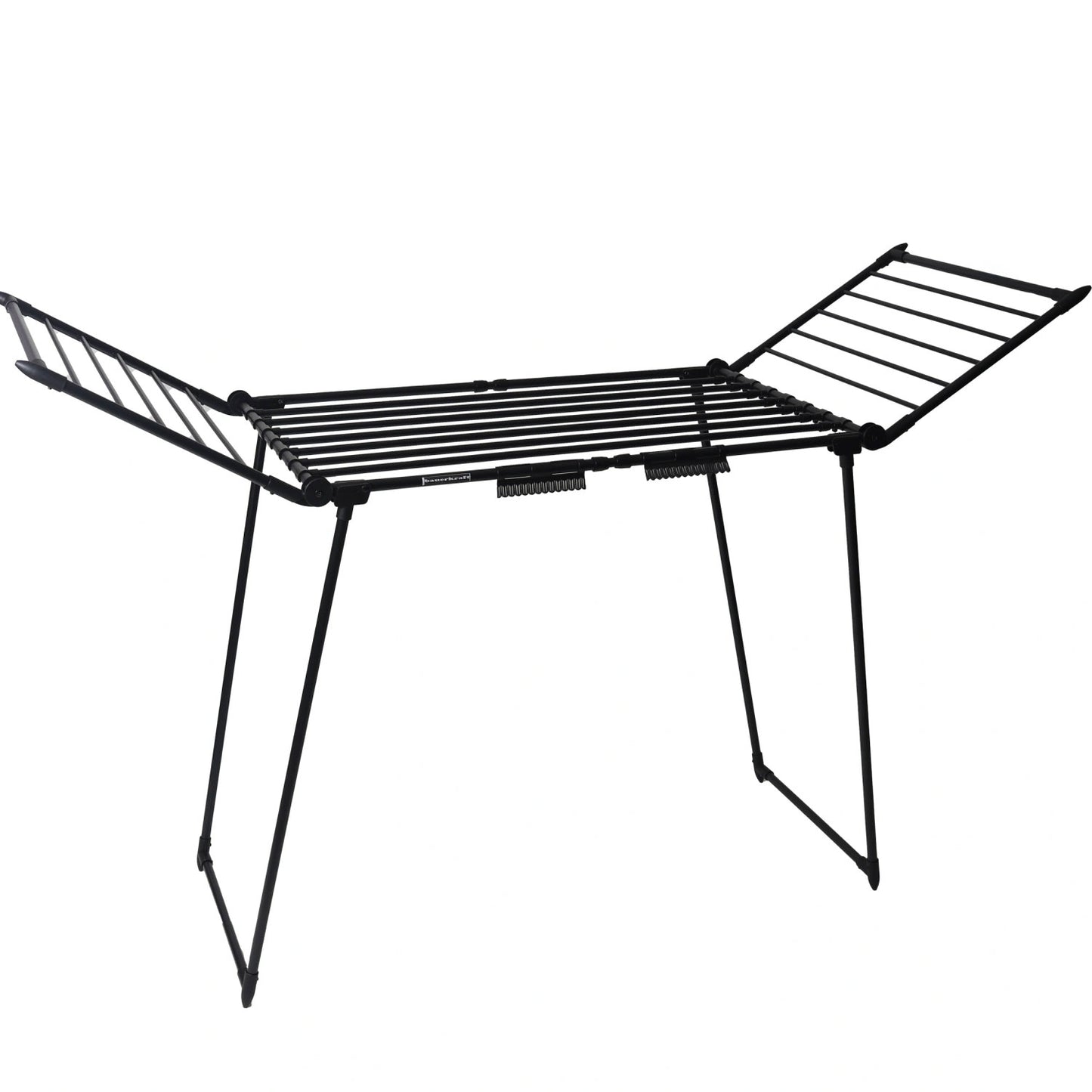 Clothes drying rack, standing, extendable, for balcony, 27 meters, black
