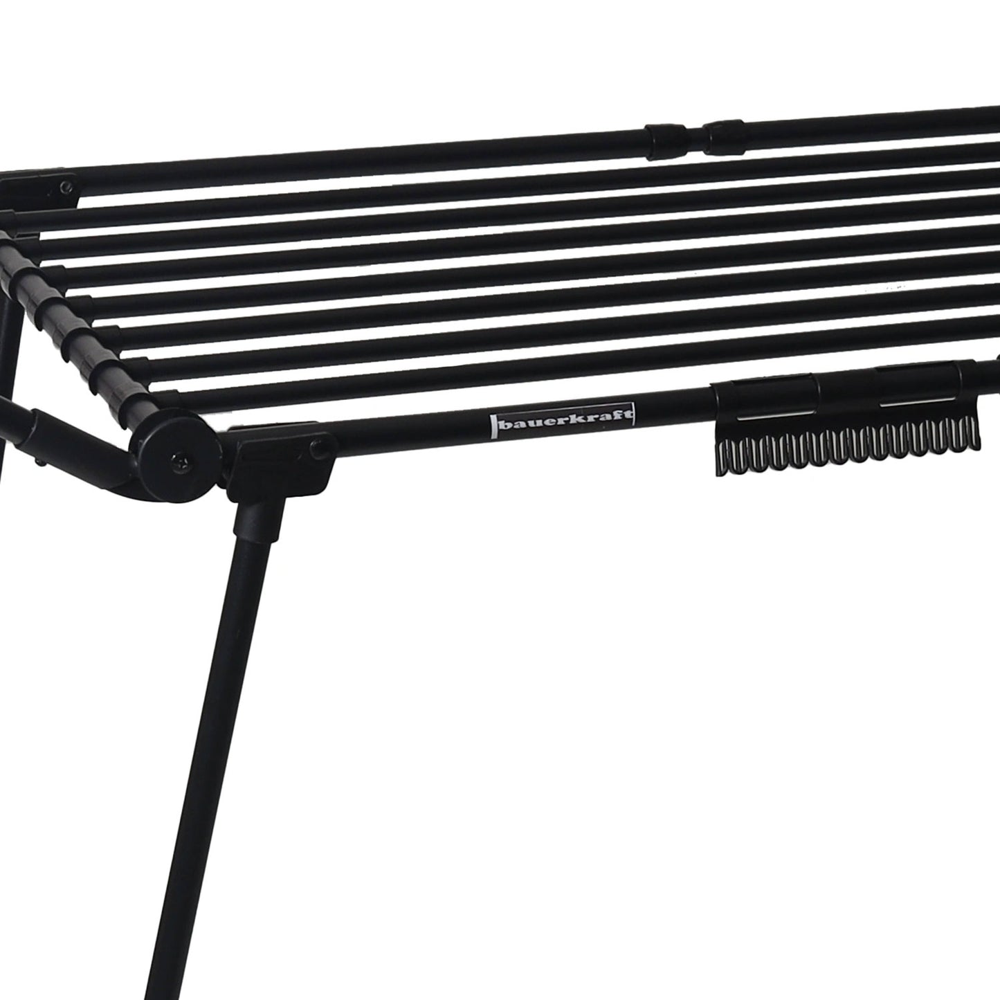 Clothes drying rack, standing, extendable, for balcony, 27 meters, black