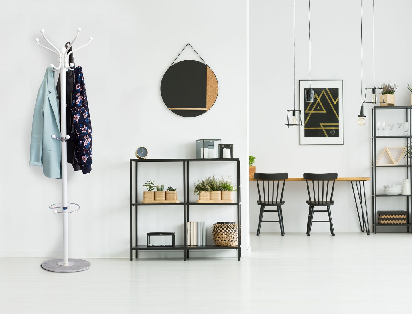 Clothes rack, clothes, umbrellas, marble white ModernHome