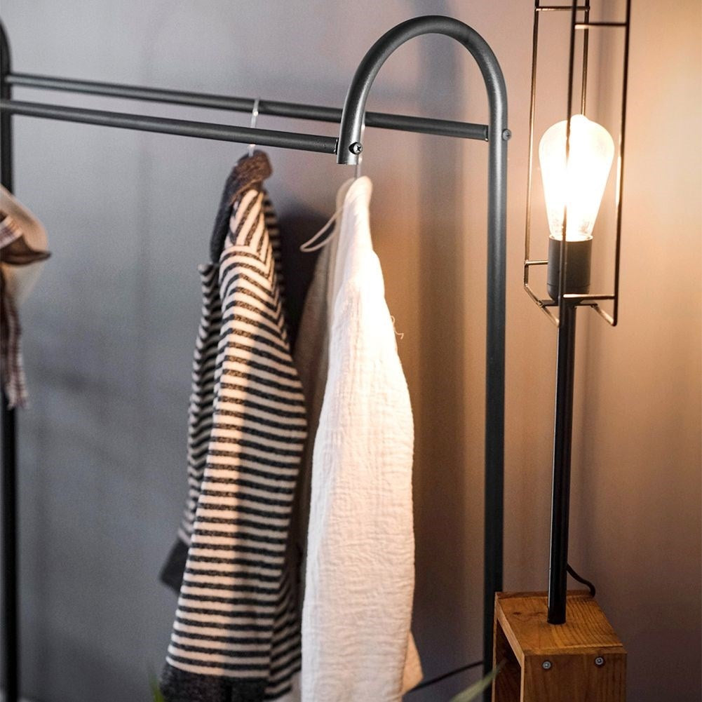 Clothes rail with shoe shelf - Metal & MDF for Home & Office