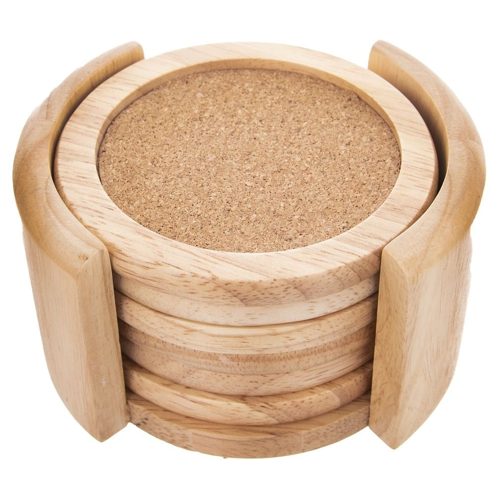 Coasters in wood and cork for cups, mugs and glasses