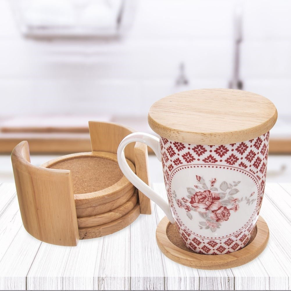 Coasters in wood and cork for cups, mugs and glasses
