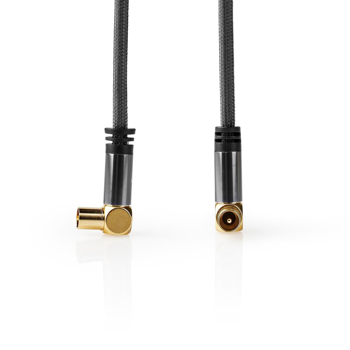 Coaxial cable | IEC (Coax) Male | IEC (Coax) Female | Gold Plated | 75 Ohm | Four Protections | 5.00 m | Round | Cotton | Gray / Gray With Metal | Carton with covered window