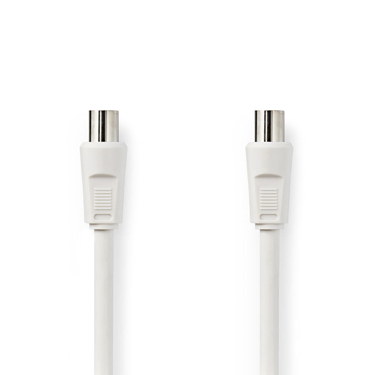 Coaxial cable | IEC (Coax) Male | IEC (Coax) Female | Nickel Plated | 75 Ohm | Double Shielded | 1.50 m | Round | PVC | White | Tag