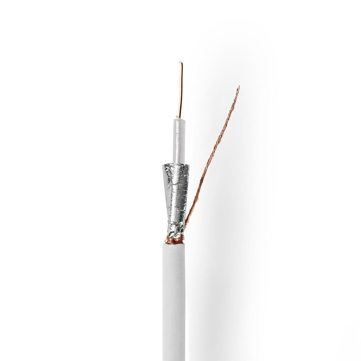 Coaxial cable on Bobin | RG59U | 75 Ohm | Double Shielded | ECA | 50.0 m | Coax | PVC | White | Gift box