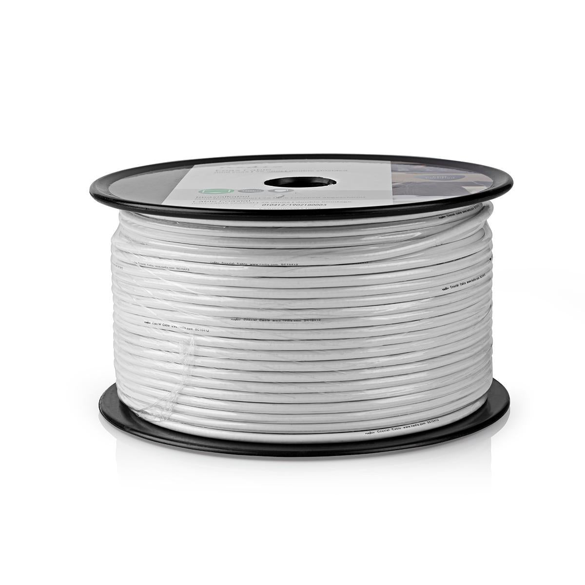 Coaxial cable on Bobin | RG6T | 75 Ohm | Double Shielded | ECA | 100.0 m | Coax | PVC | White | Roll