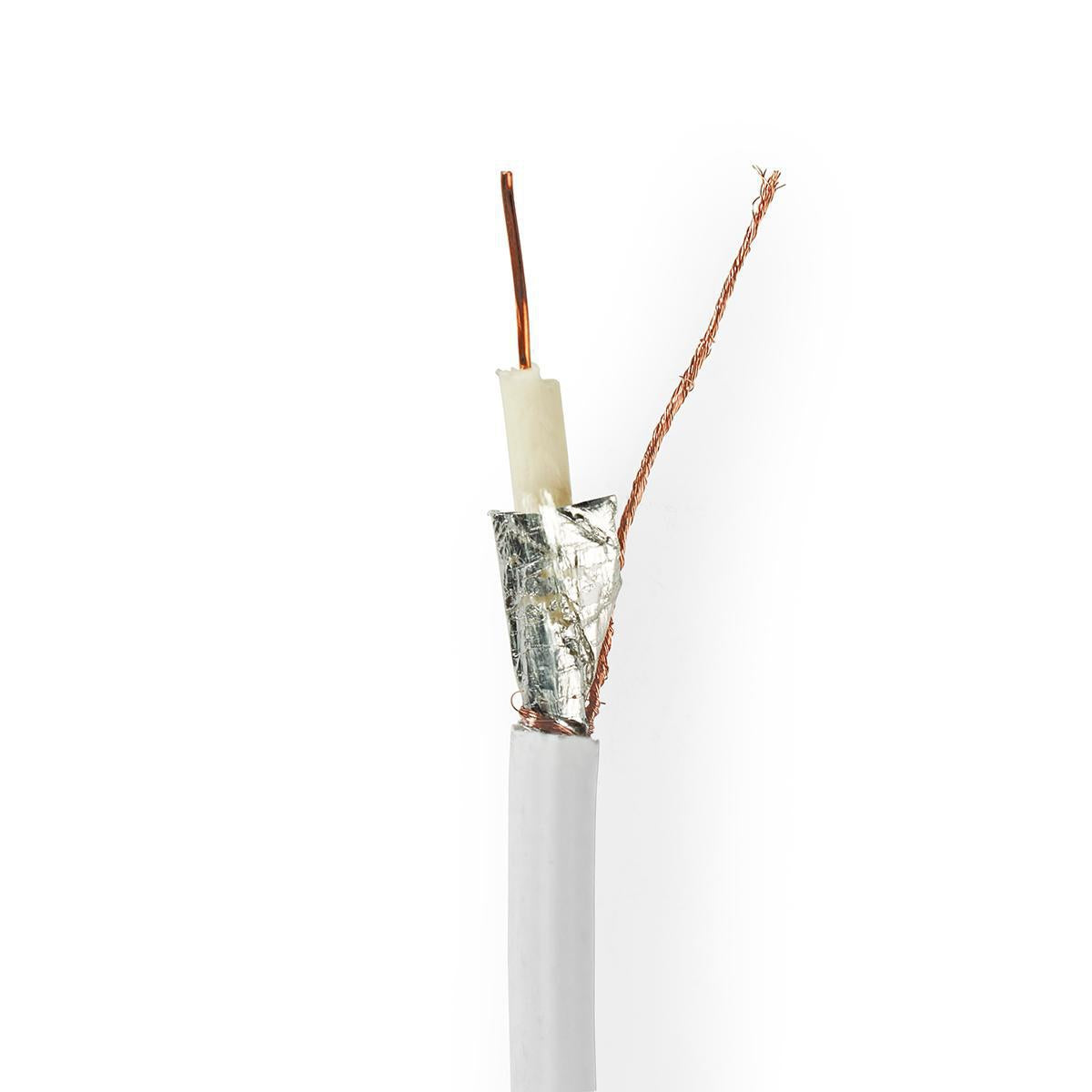 Coaxial cable on Bobin | RG6T | 75 Ohm | Double Shielded | ECA | 50.0 m | Coax | PVC | White | Gift box