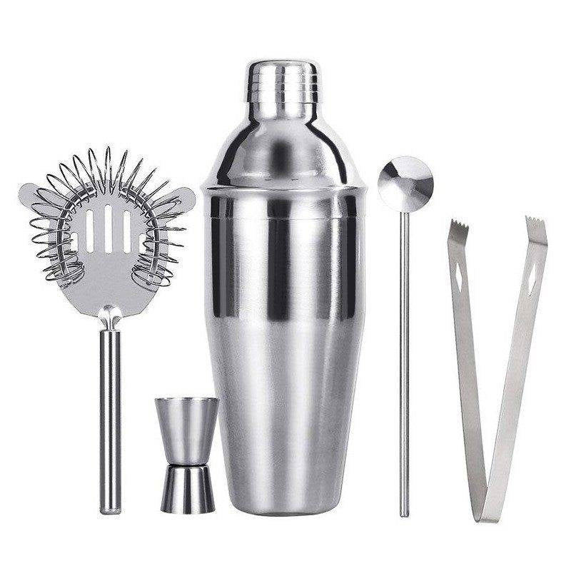 Cocktail set in stainless steel for drinks and fruit desserts