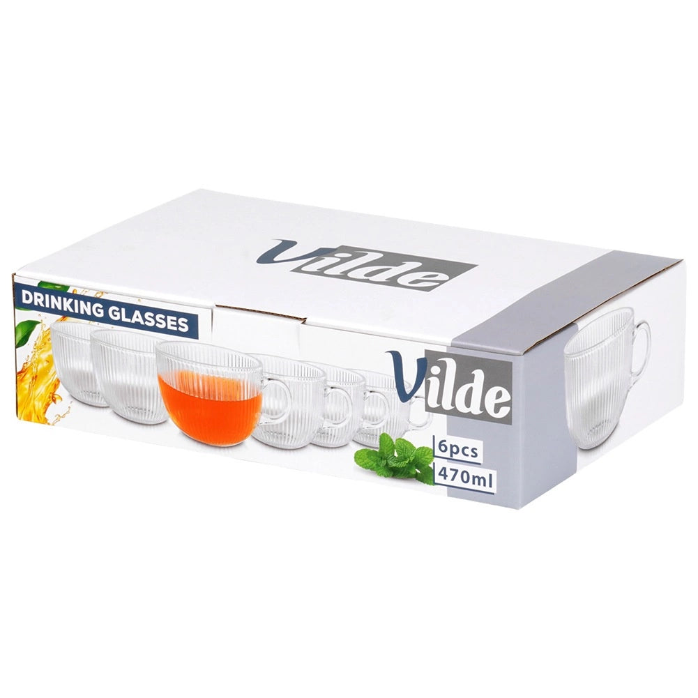 Coffee and Tea Glasses Set, 470 ml, 6 Pcs