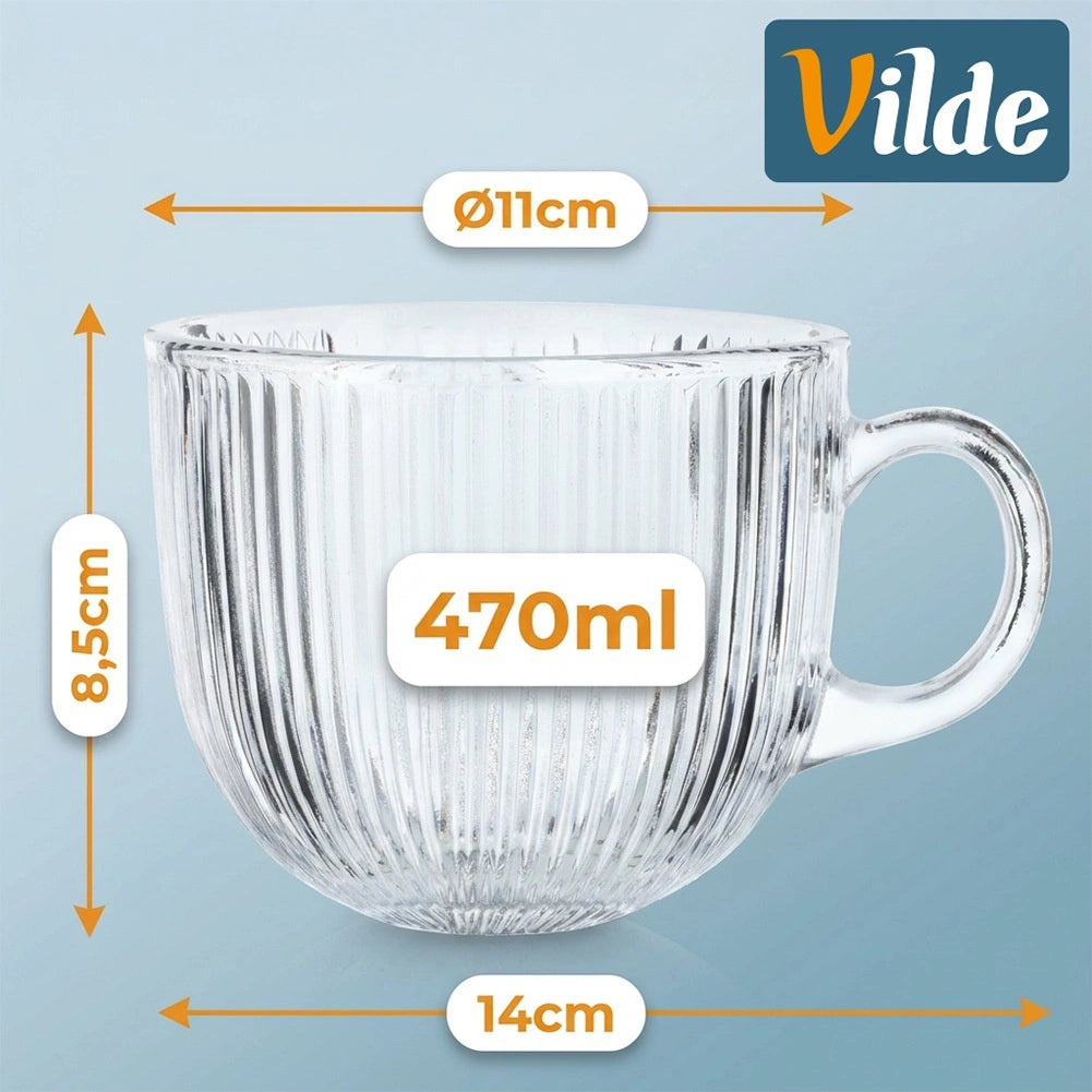 Coffee and Tea Glasses Set, 470 ml, 6 Pcs