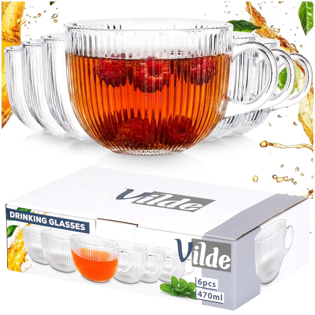 Coffee and Tea Glasses Set, 470 ml, 6 Pcs