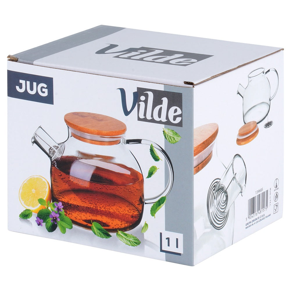 Coffee and tea jug glass with strainer 1 l